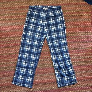 NAUTICA SLEEPWEAR BLUE PLAID FLEECE PAJAMA LOUNGE PANTS SOFT